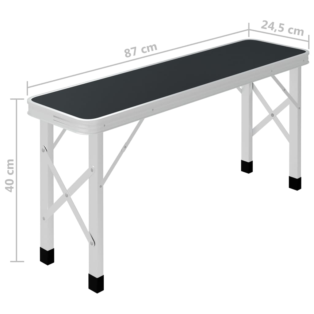 Folding Camping Table with 2 Benches Aluminium Grey