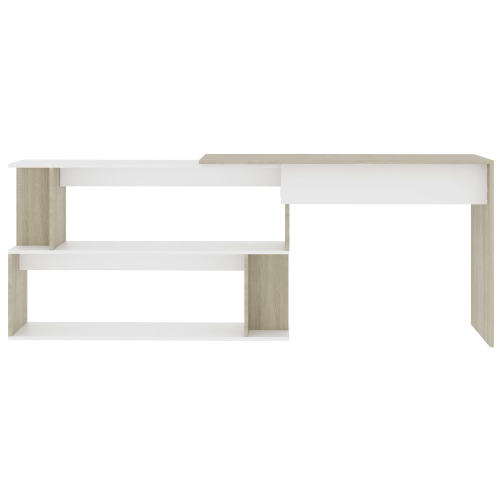 Corner Desk White and Sonoma Oak 200x50x76 cm Engineered Wood