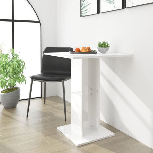 Bistro Table High Gloss White 60x60x75 cm Engineered Wood