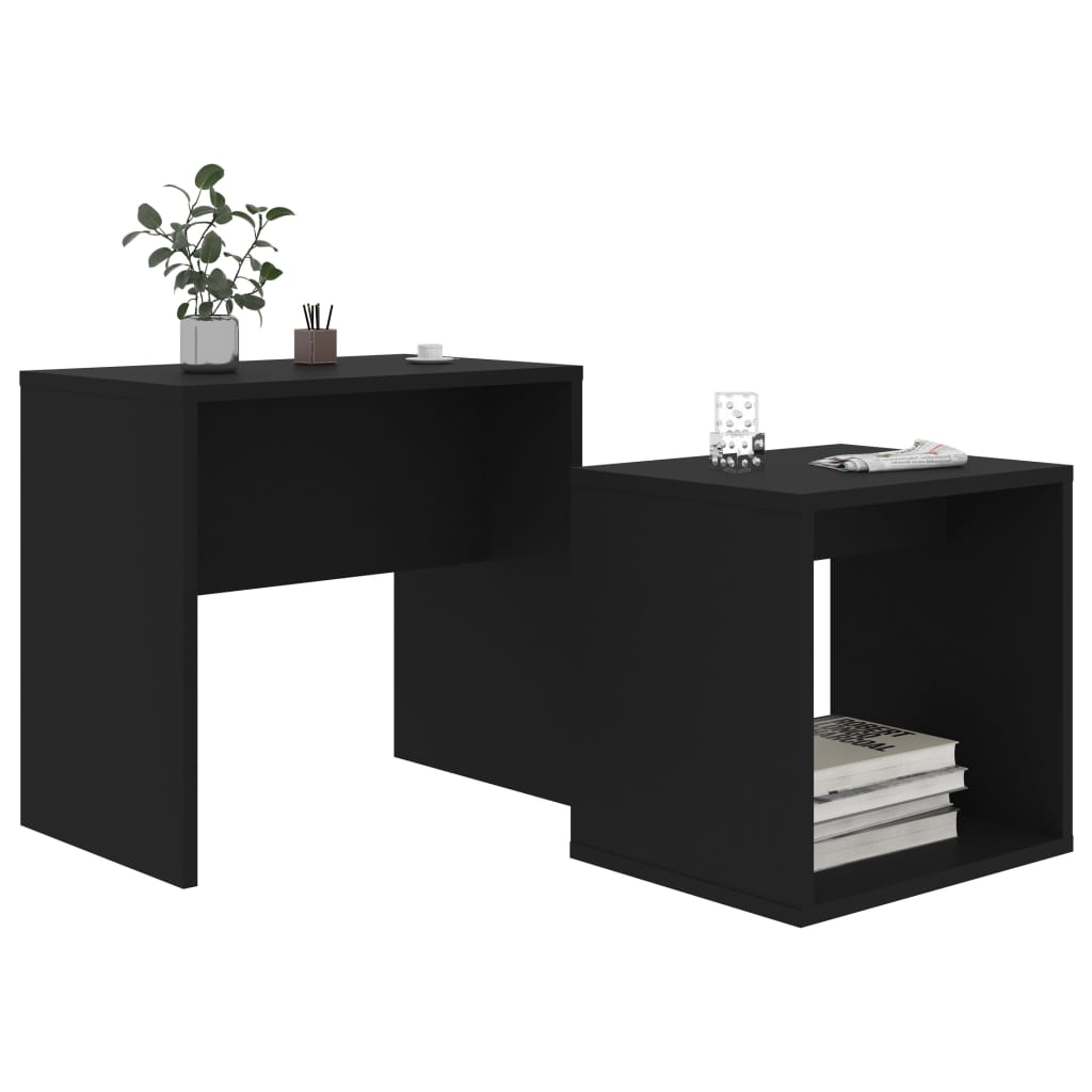 Coffee Table Set Black 48x30x45 cm Engineered Wood