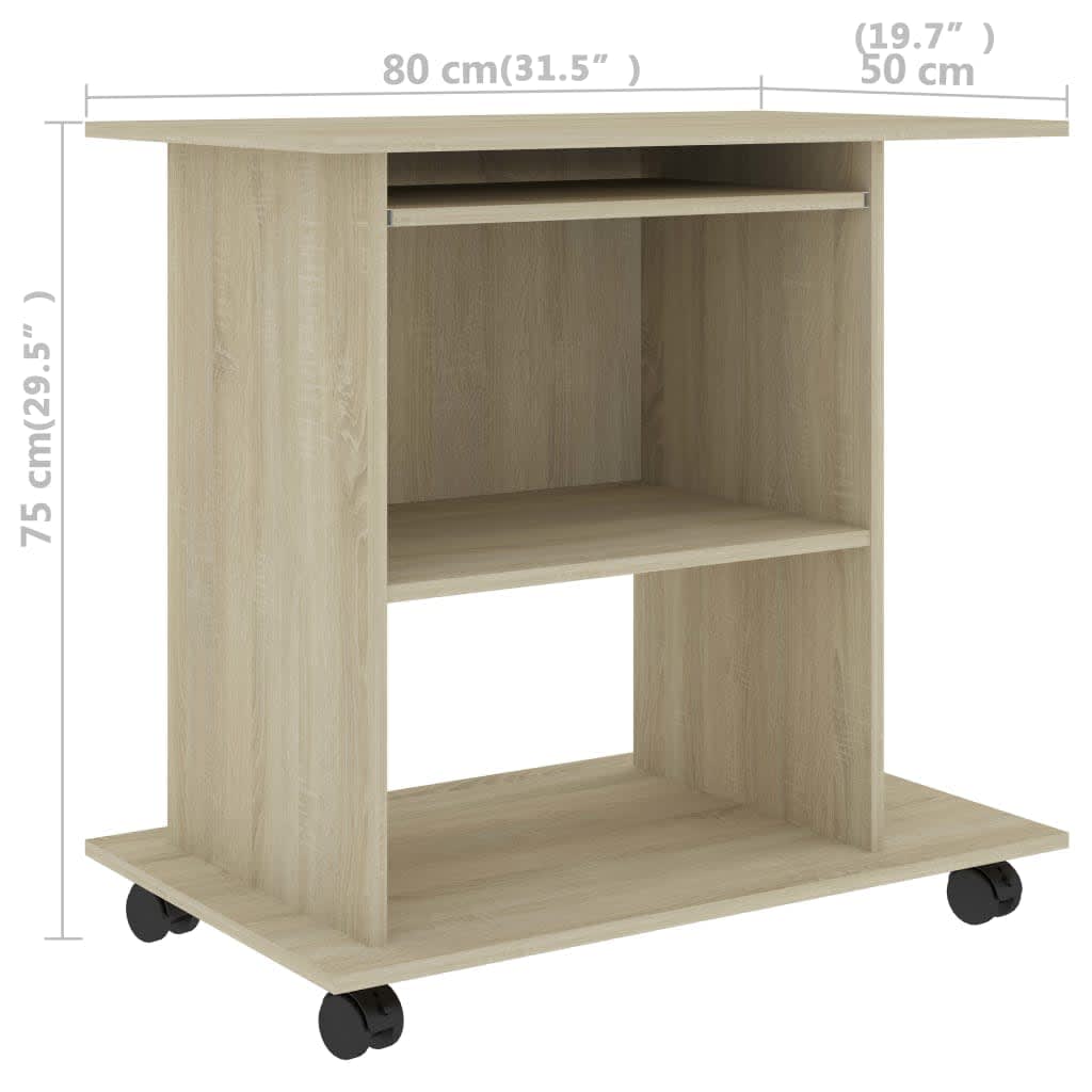 Computer Desk Sonoma Oak 80x50x75 cm Engineered Wood
