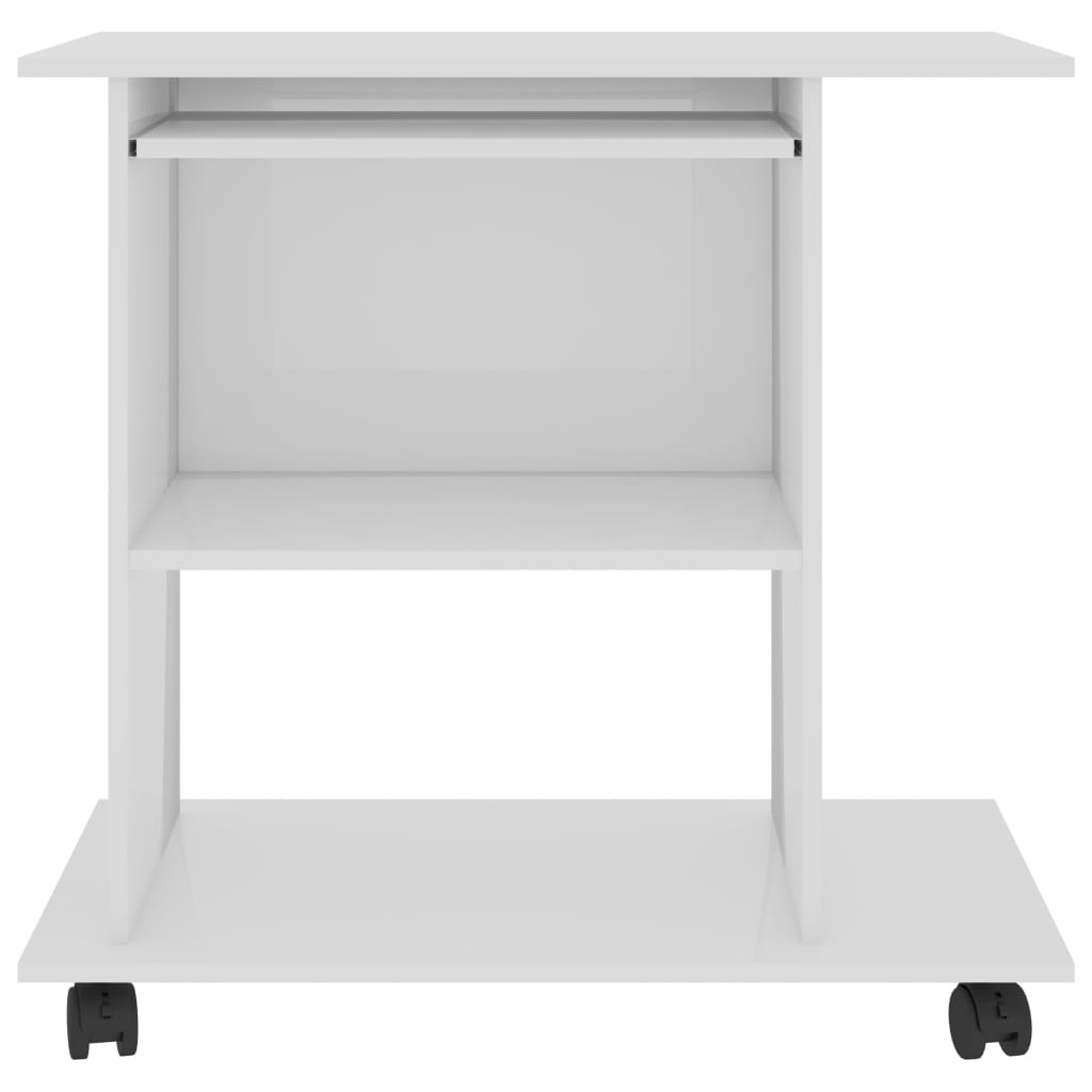 Computer Desk High Gloss White 80x50x75 cm Engineered Wood