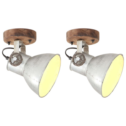 Industrial Wall/Ceiling Lamps 2 pcs Silver 20x25 cm E27