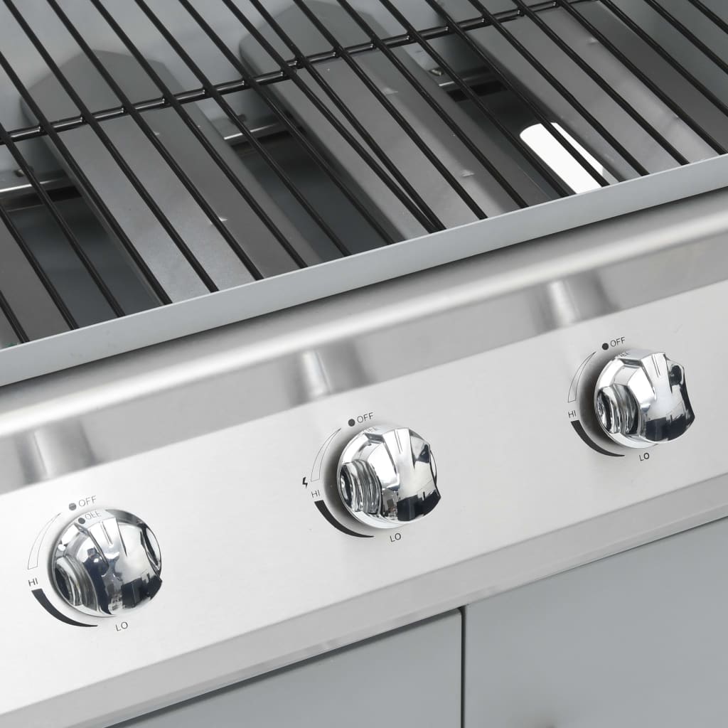 Gas Barbecue Grill 4+1 Cooking Zone Silver Stainless Steel