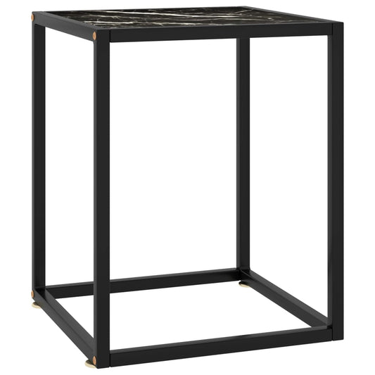 Coffee Table Black with Black Marble Glass 40x40x50 cm
