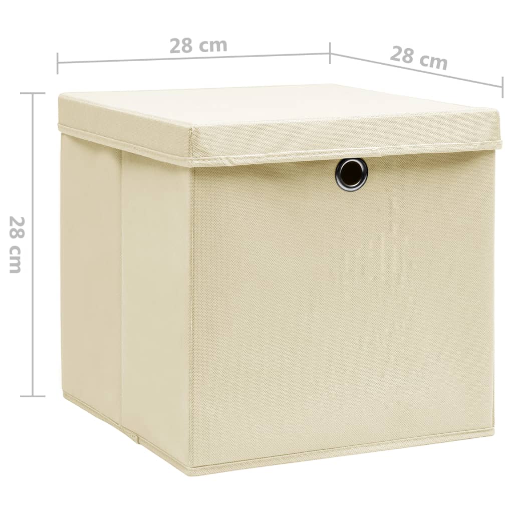 Storage Boxes with Covers 10 pcs 28x28x28 cm Cream