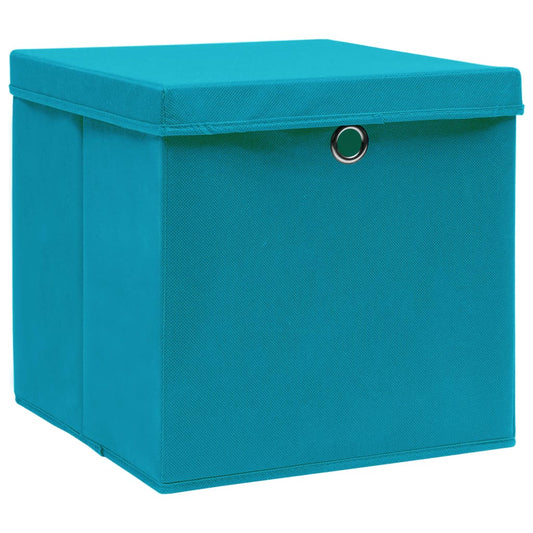 Storage Boxes with Covers 10 pcs 28x28x28 cm Baby Blue