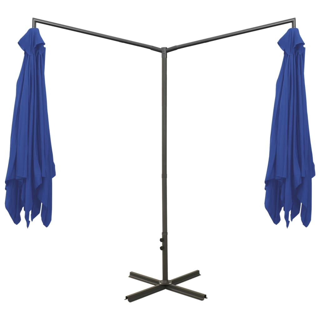 Double Parasol with Steel Pole Azure Blue 600x300 cm