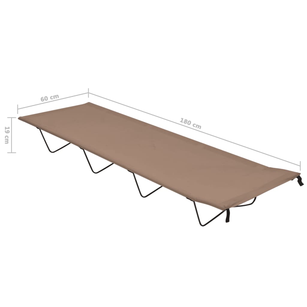 Camping Bed 180x60x19 cm Oxford Fabric and Steel Taupe