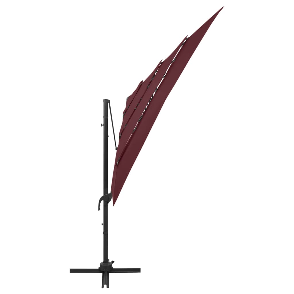 4-Tier Parasol with Aluminium Pole Bordeaux Red 250x250 cm
