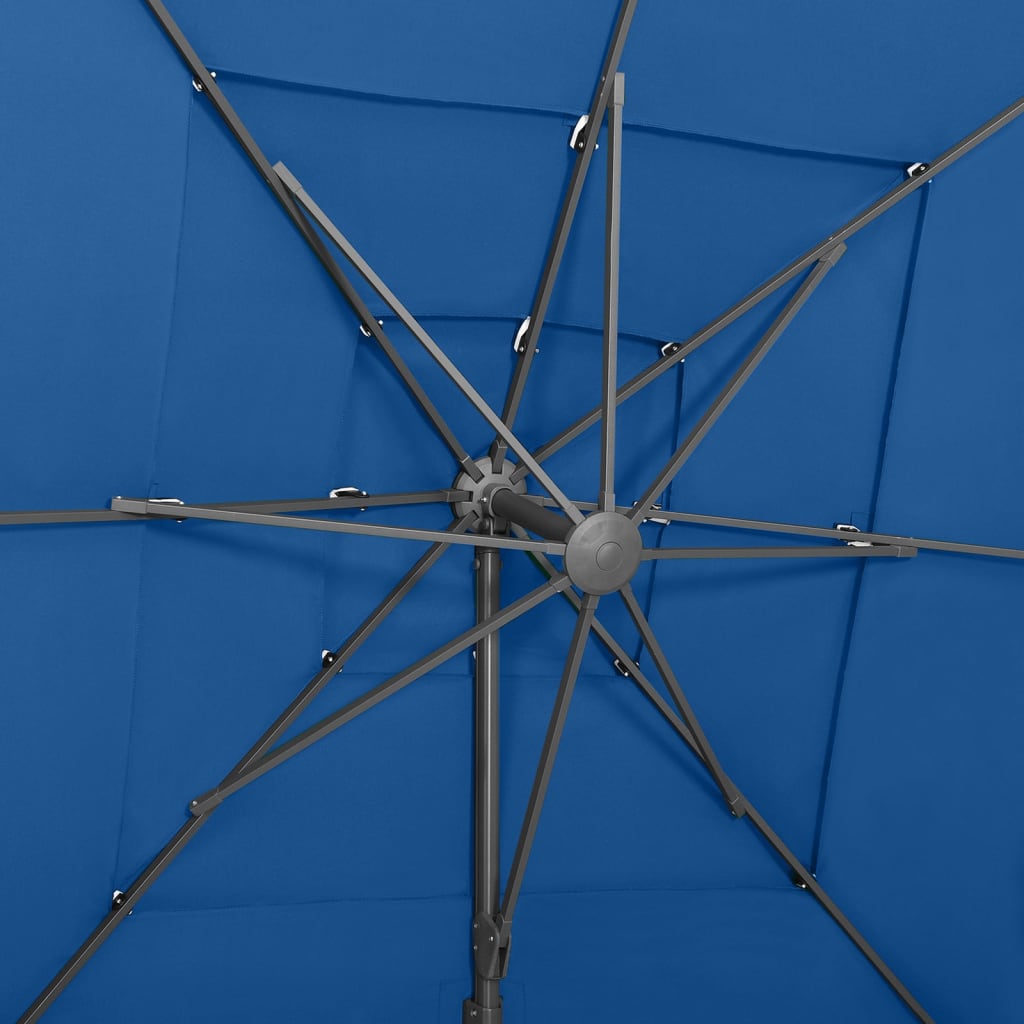 4-Tier Parasol with Aluminium Pole Azure Blue 250x250 cm