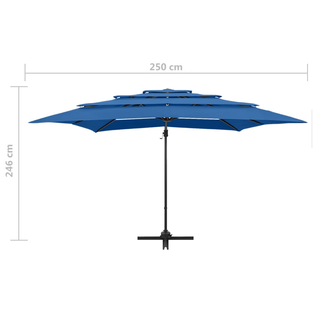 4-Tier Parasol with Aluminium Pole Azure Blue 250x250 cm