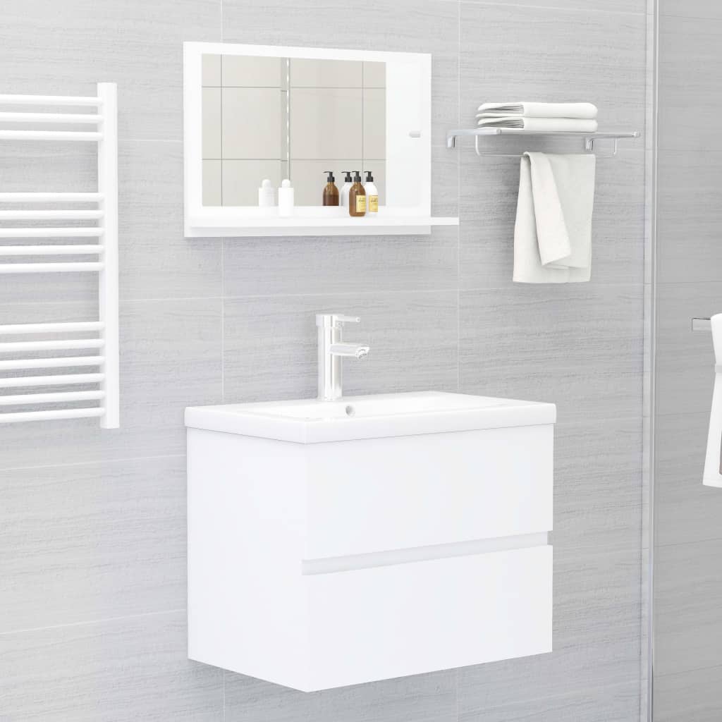 Bathroom Mirror White 60x10.5x37 cm Engineered Wood