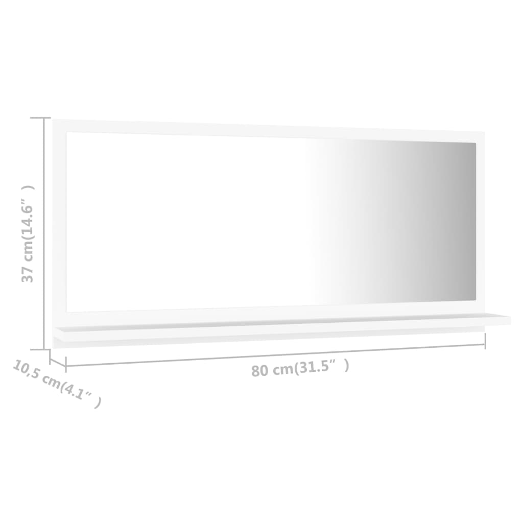 Bathroom Mirror White 80x10.5x37 cm Engineered Wood