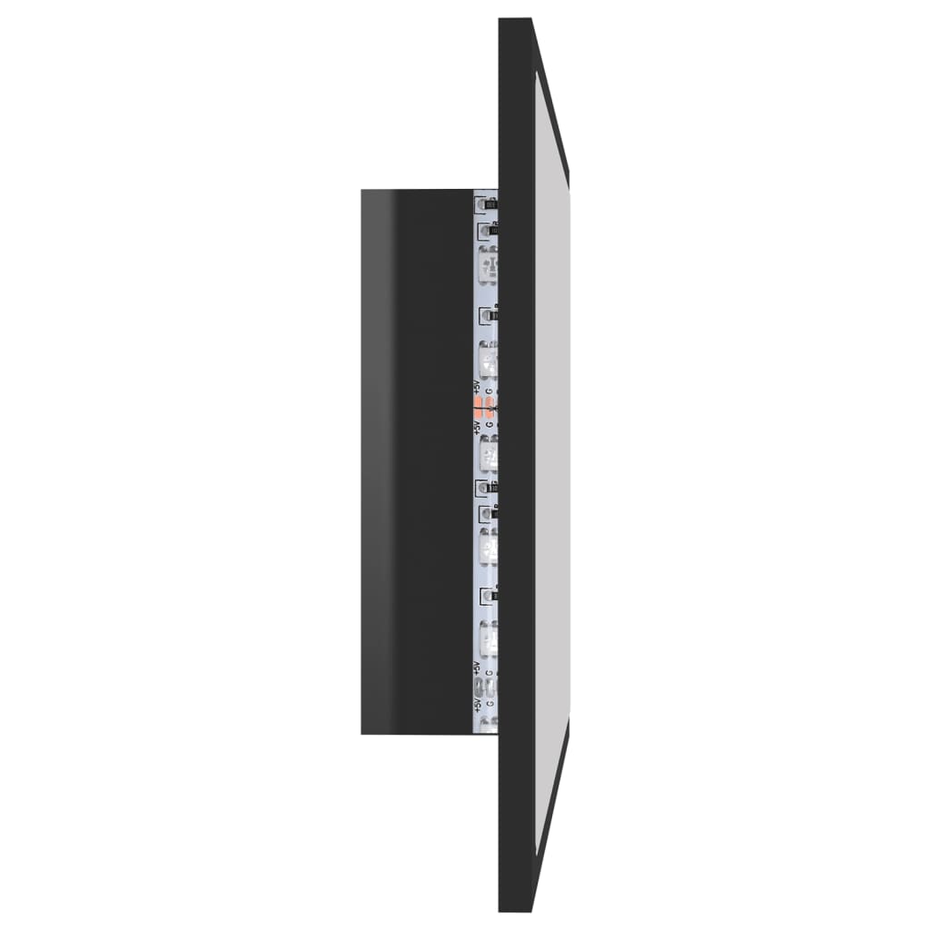 LED Bathroom Mirror High Gloss Black 60x8.5x37 cm Acrylic