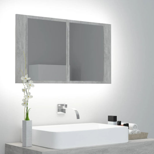 LED Bathroom Mirror Cabinet Concrete Grey 80x12x45 cm Acrylic