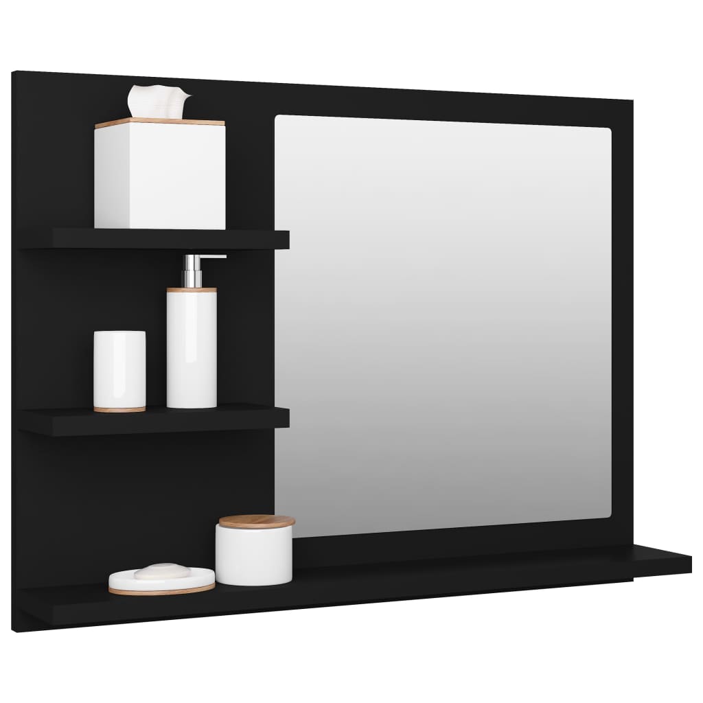 Bathroom Mirror Black 60x10.5x45 cm Engineered Wood