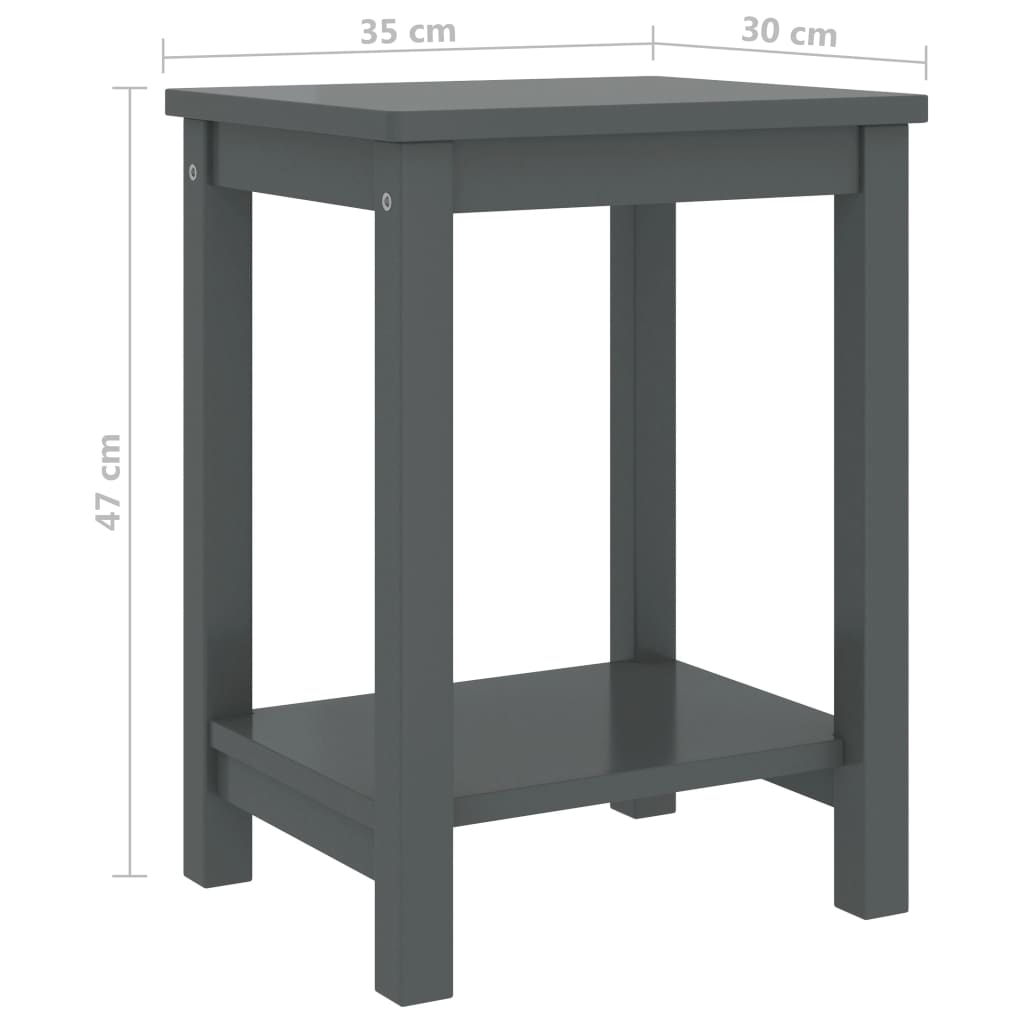 Bedside Cabinet Dark Grey 35x30x47 cm Solid Pinewood