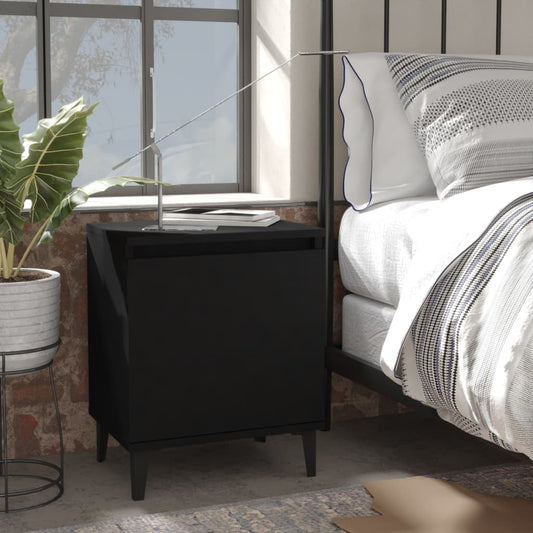 Bed Cabinets with Metal Legs Black 40x30x50 cm