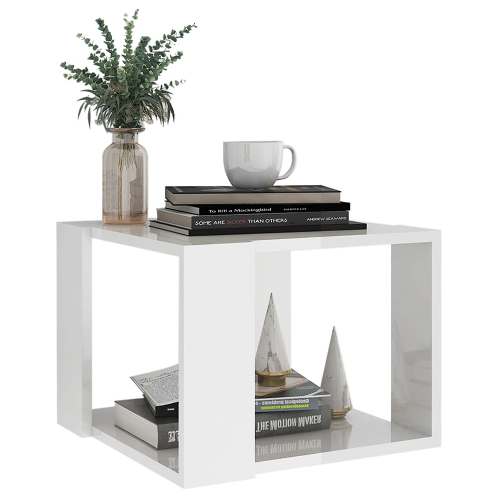 Coffee Table High Gloss White 40x40x30 cm Engineered Wood