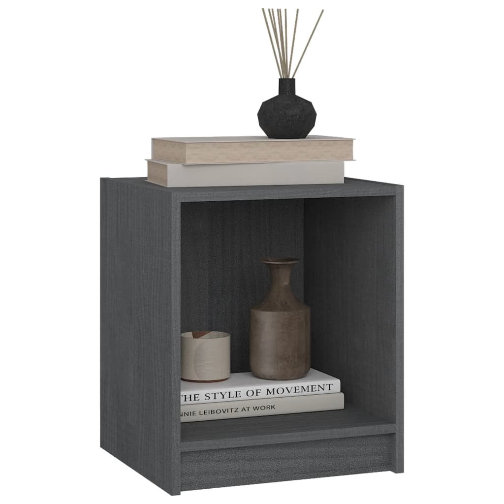 Bedside Cabinet Grey 35.5x33.5x41.5 cm Solid Pinewood