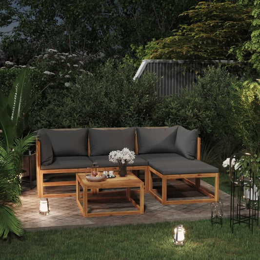 5 Piece Garden Lounge Set with Cushions Solid Wood Acacia (UK/IE/FI/NO only)