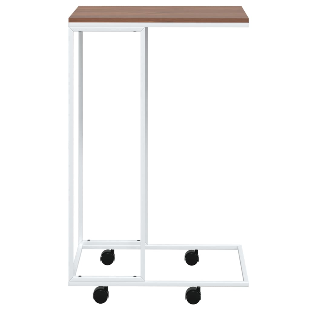 Side Table with Wheels White 40x30x63.5 cm Engineered Wood