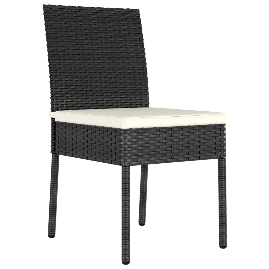 3 Piece Outdoor Dining Set with Cushions Poly Rattan Black