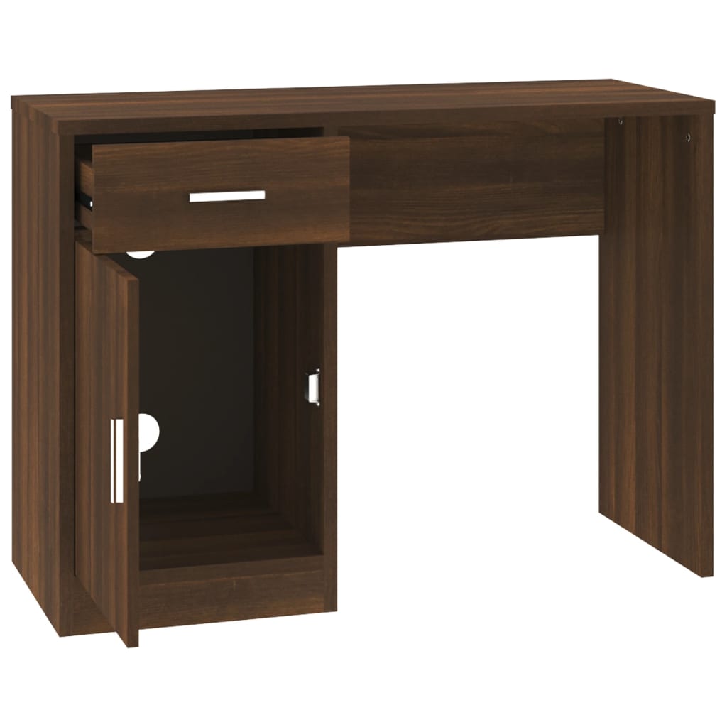 Desk with Drawer&Cabinet Brown Oak 100x40x73 cm Engineered Wood