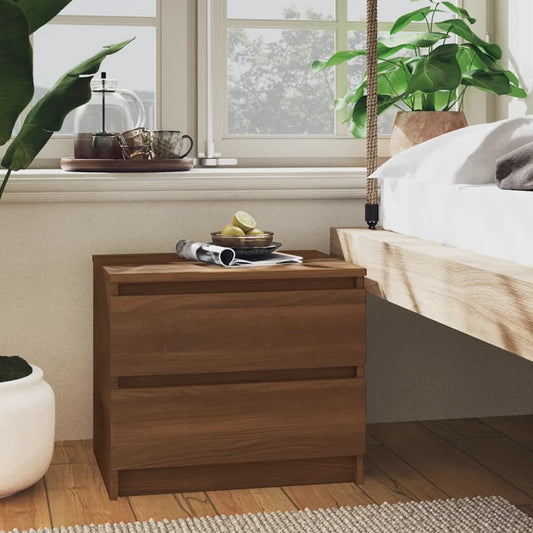 Bed Cabinet Brown Oak 50x39x43.5 cm Engineered Wood