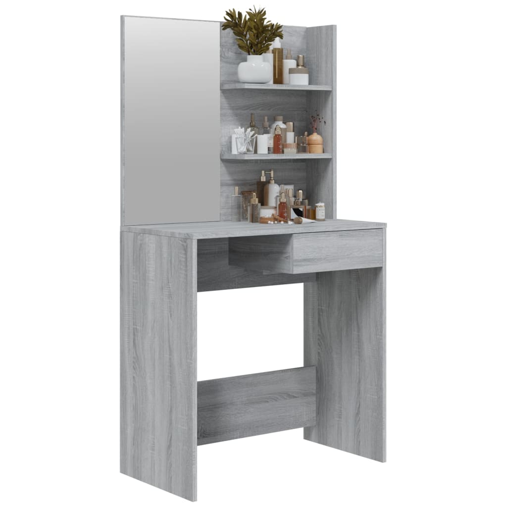 Dressing Table with Mirror Grey Sonoma 74.5x40x141 cm