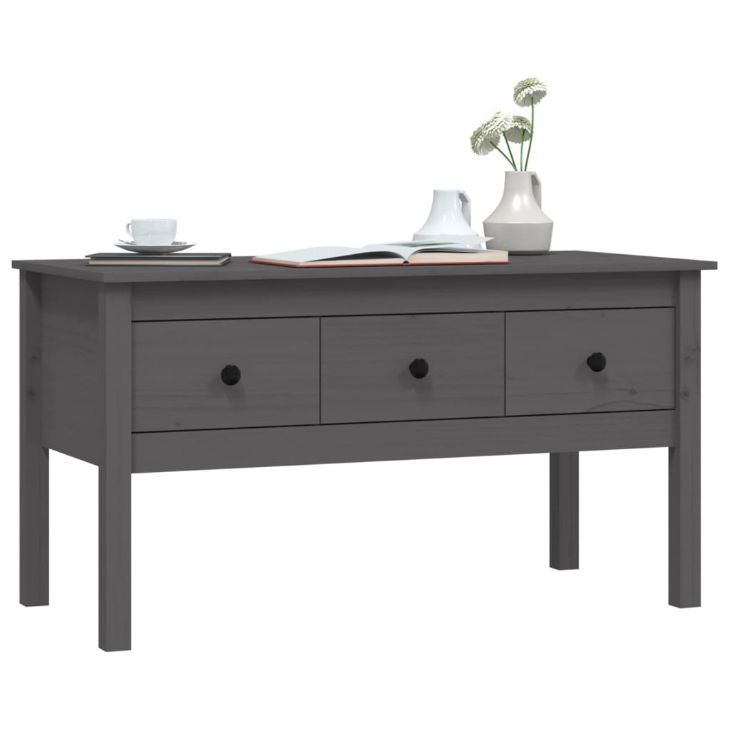 Coffee Table Grey 102x49x55 cm Solid Wood Pine