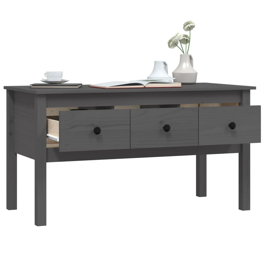 Coffee Table Grey 102x49x55 cm Solid Wood Pine