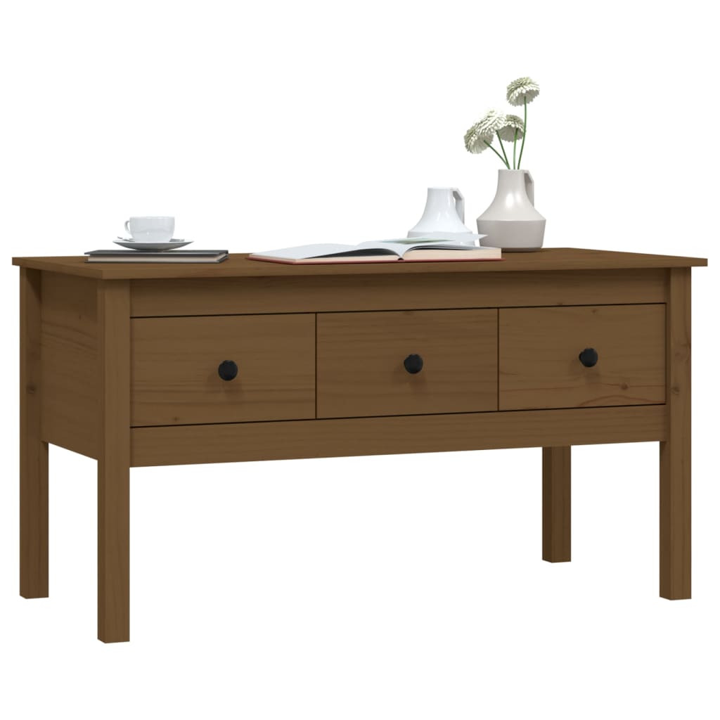 Coffee Table Honey Brown 102x49x55 cm Solid Wood Pine