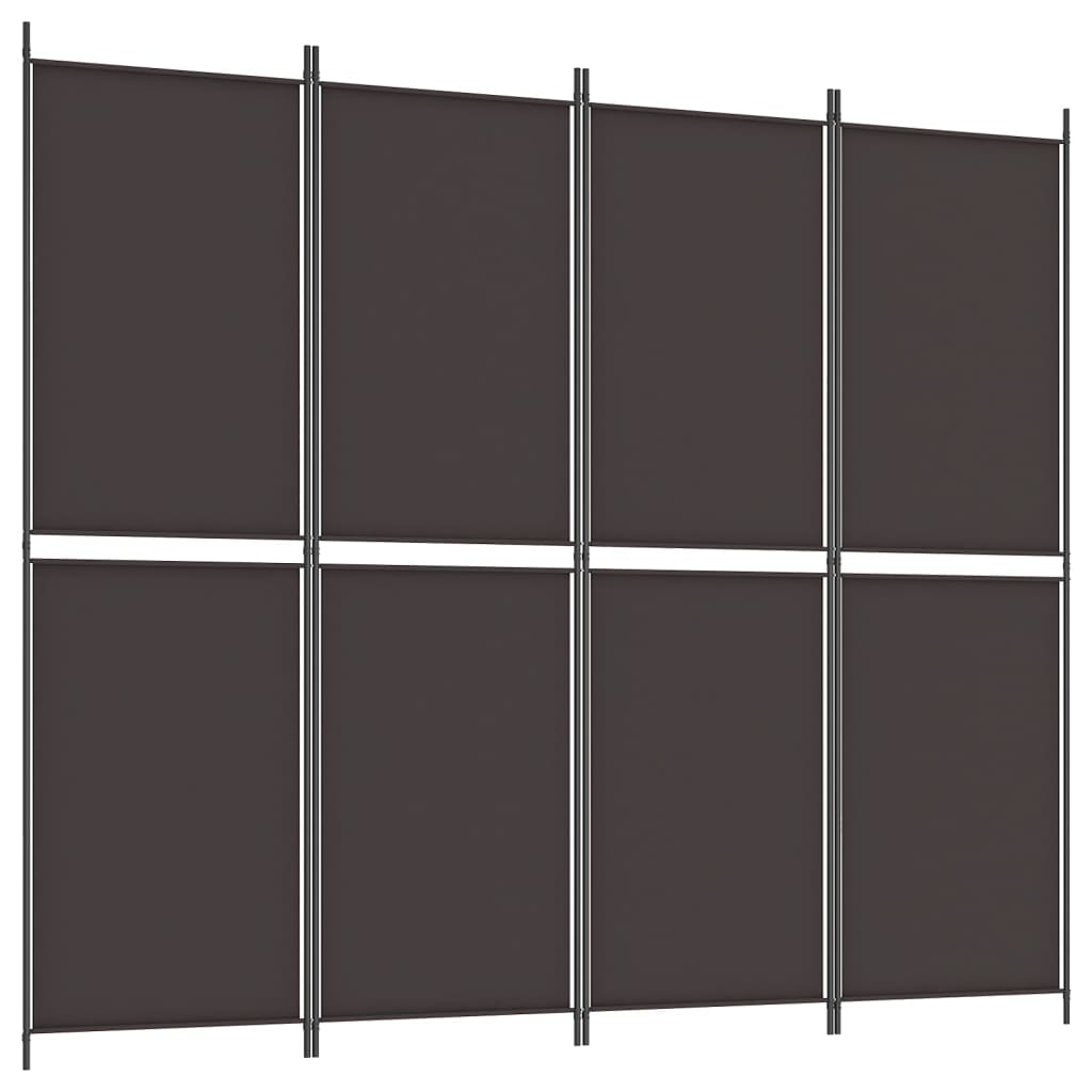 4-Panel Room Divider Brown 200x220 cm Fabric