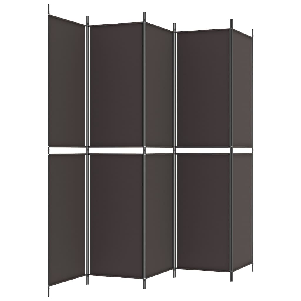 5-Panel Room Divider Brown 250x220 cm Fabric