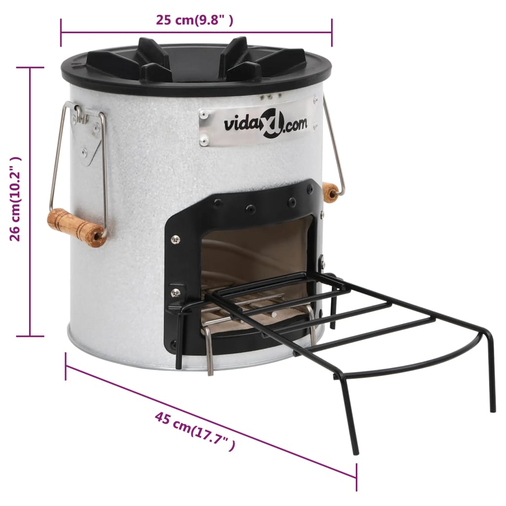 Camping Wood Stove Silver 45x25x26 cm Steel