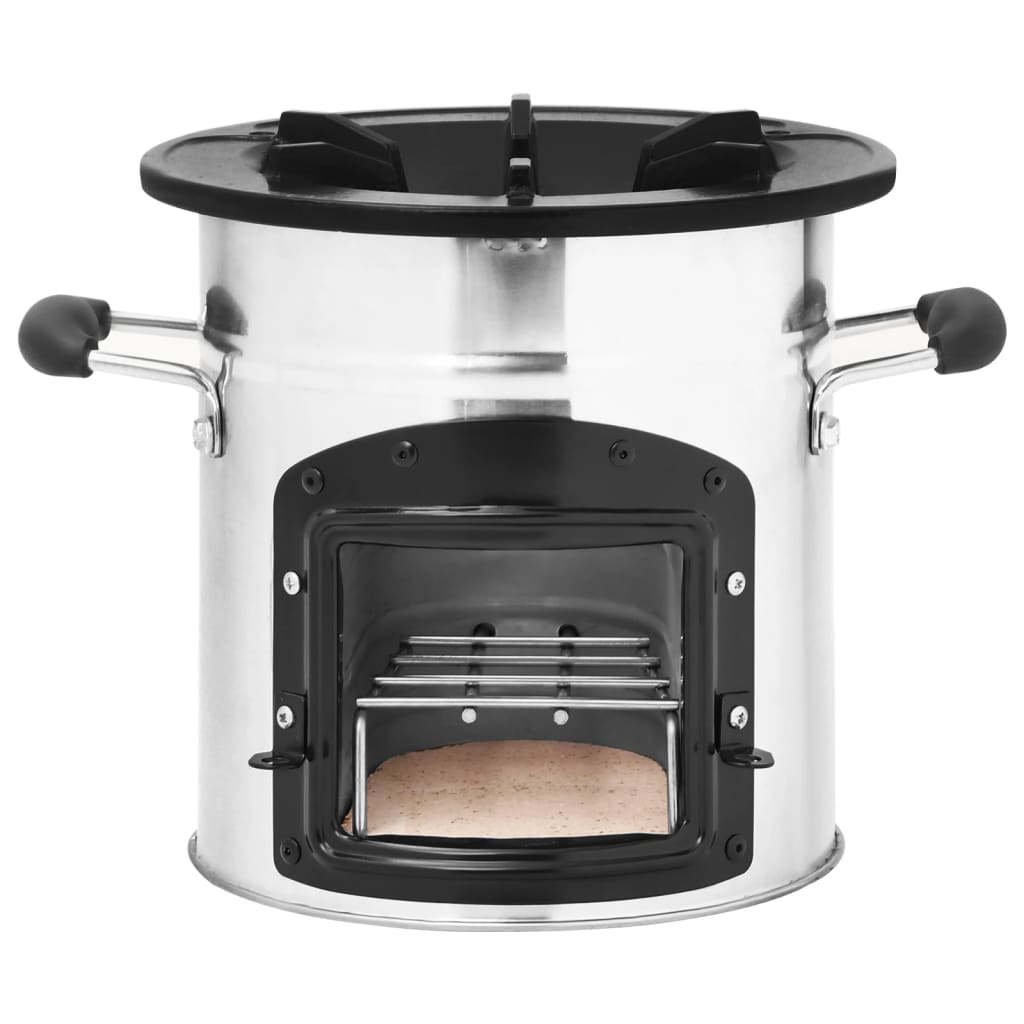 Camping Wood Stove Silver 45.5x33x25.5 cm Stainless Steel