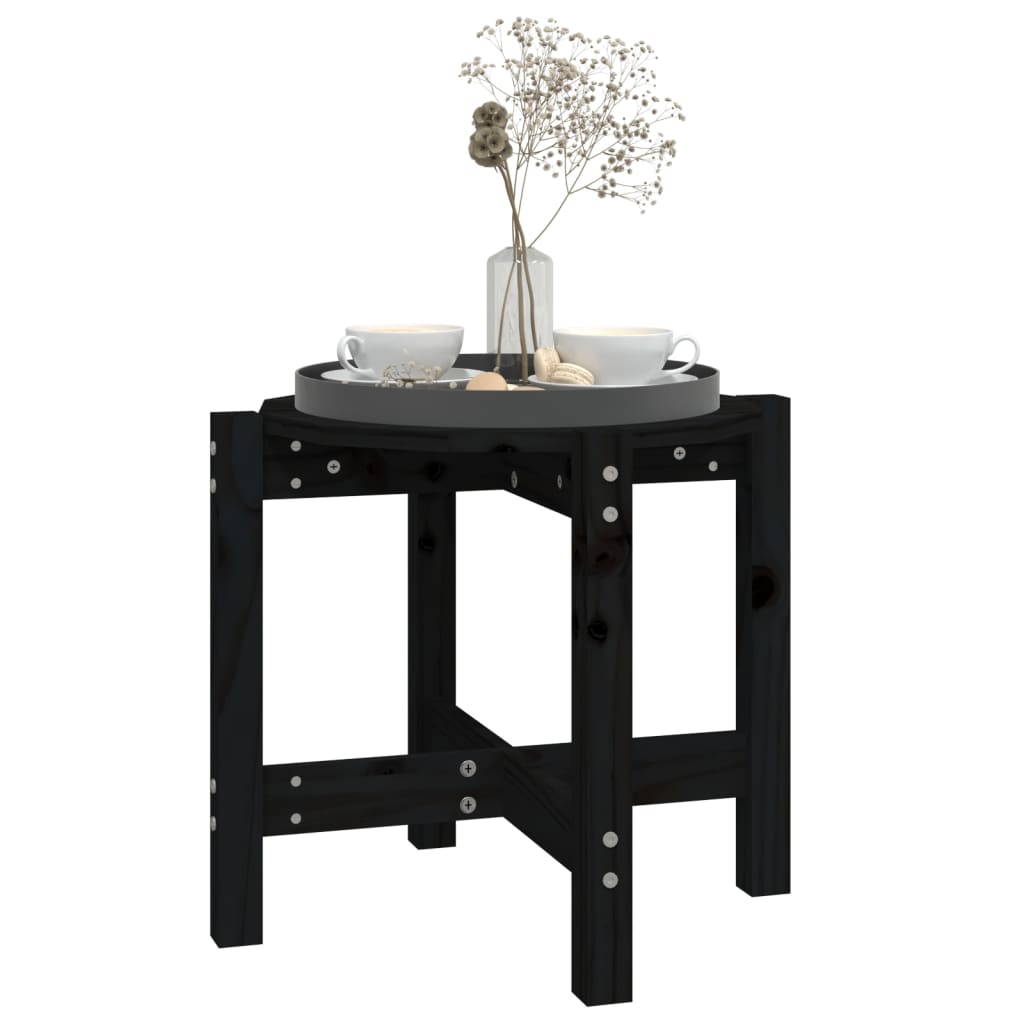 Coffee Table Black Ø 52.5x45 cm Solid Wood Pine