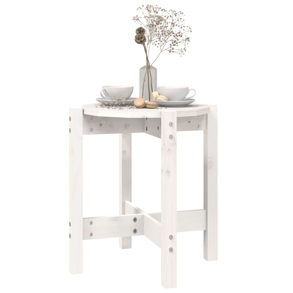 Coffee Table White Ø 42.5x45 cm Solid Wood Pine
