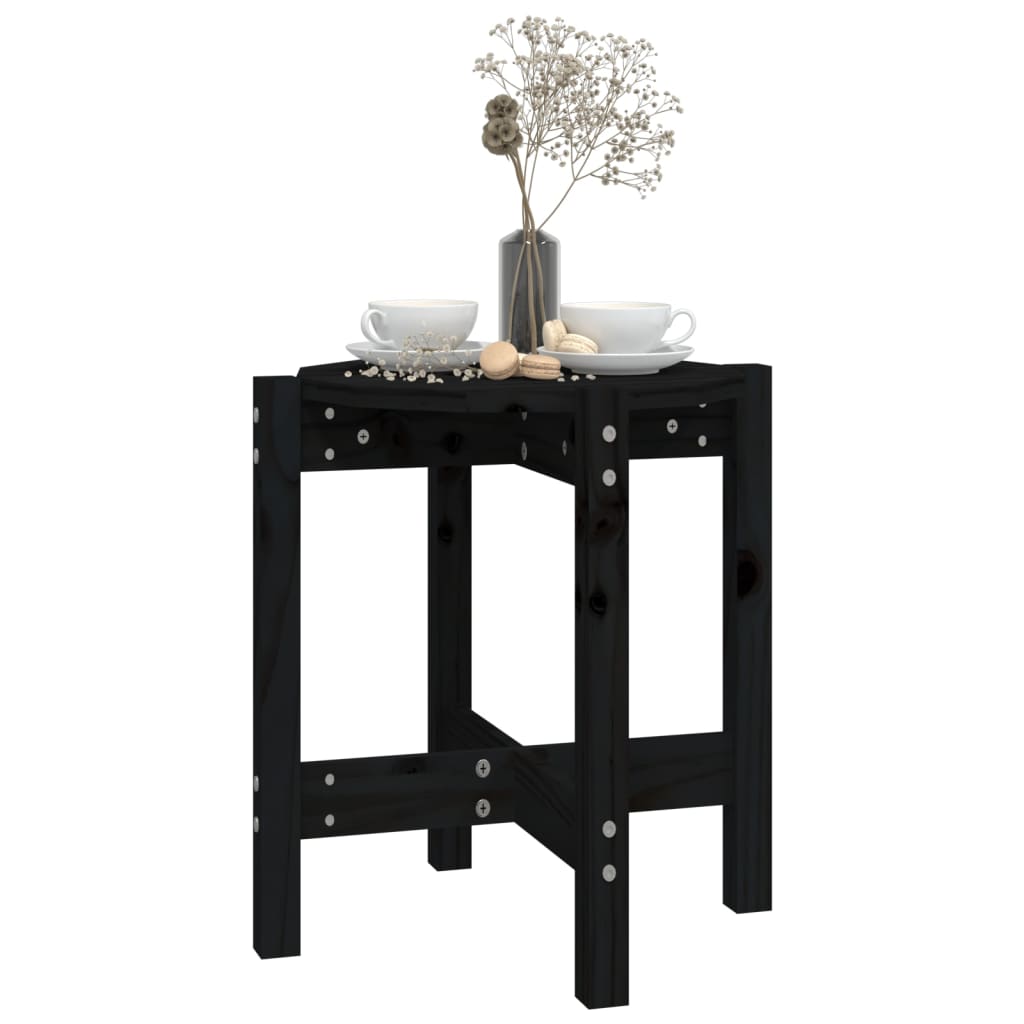Coffee Table Black Ø 42.5x45 cm Solid Wood Pine