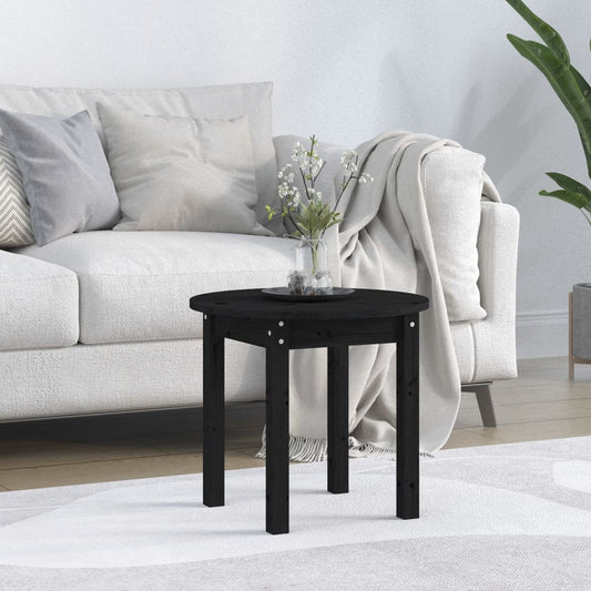 Coffee Table Black Ø 45x40 cm Solid Wood Pine