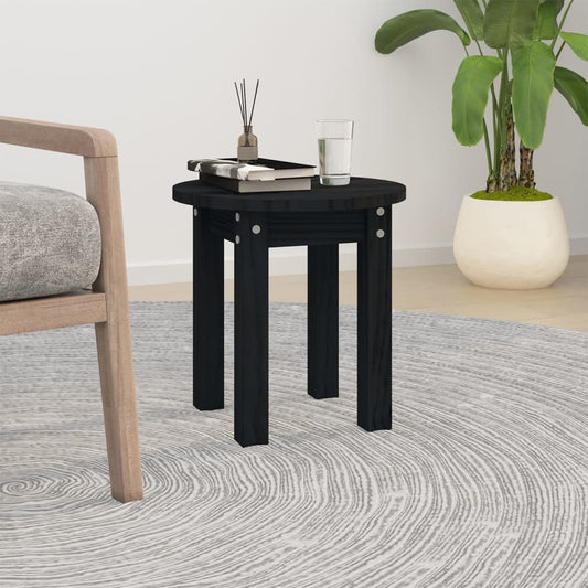 Coffee Table Black Ø 35x35 cm Solid Wood Pine