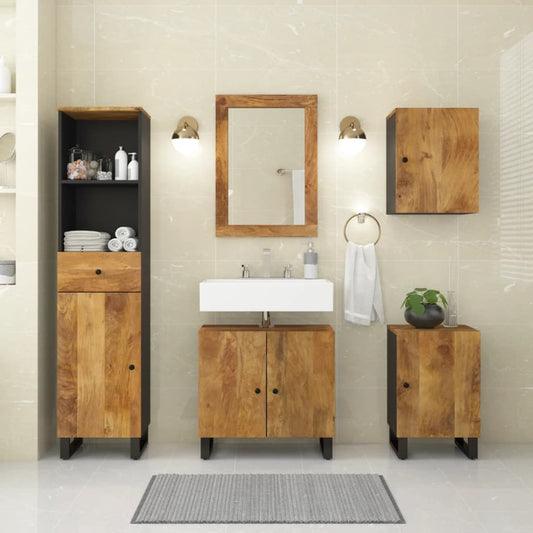 5 Piece Bathroom Furniture Set Solid Wood Mango