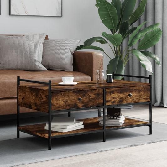 Coffee Table Smoked Oak 99x50x50 cm Engineered Wood