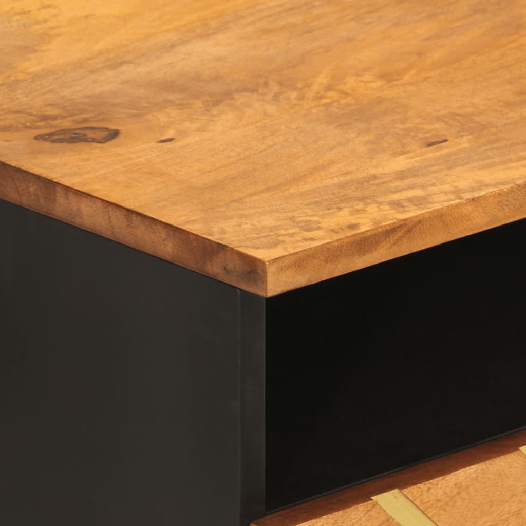 Coffee Table Brown and Black 80x54x40 cm Solid Wood Mango