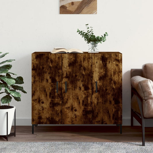 Sideboard Smoked Oak 90x34x80 cm Engineered Wood