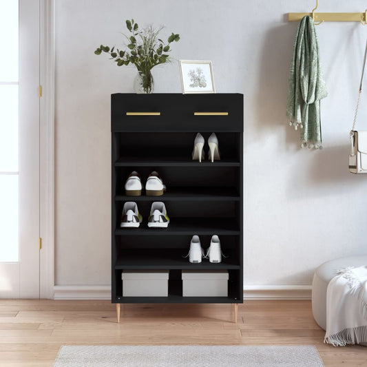 Shoe Cabinet Black 60x35x105 cm Engineered Wood