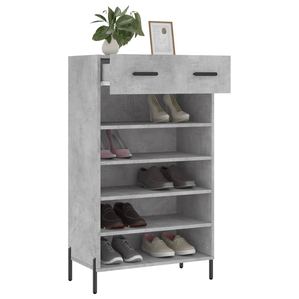 Shoe Cabinet Concrete Grey 60x35x105 cm Engineered Wood