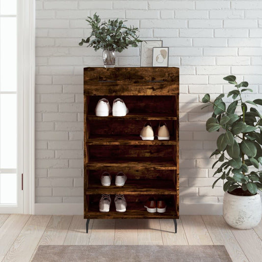 Shoe Cabinet Smoked Oak 60x35x105 cm Engineered Wood